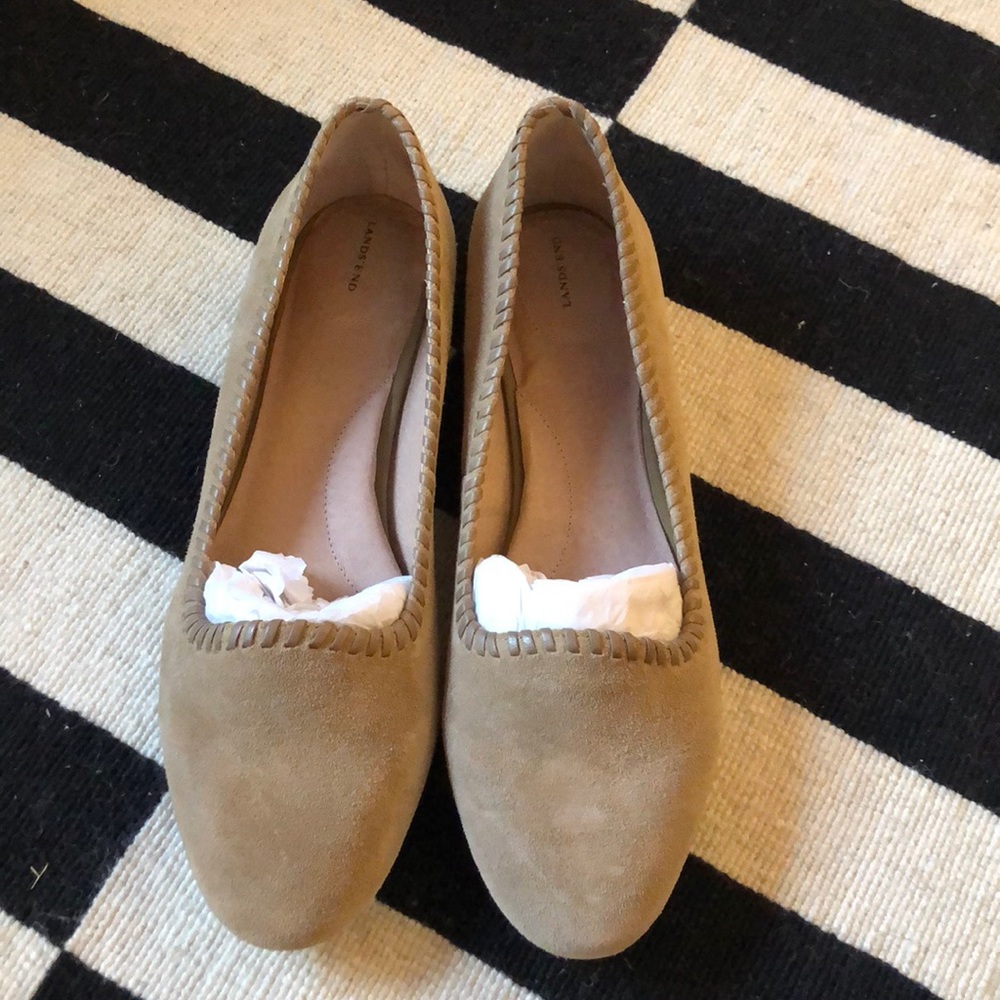 Lands End Suede Taupe Flats